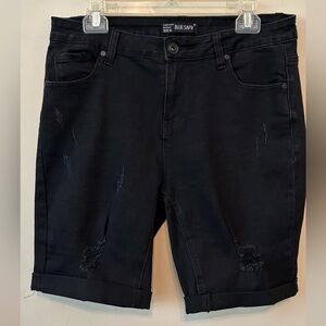Blue Savvy High Rise‎ Stretch Shorts Women's Size 16 Black Distressed Cotton